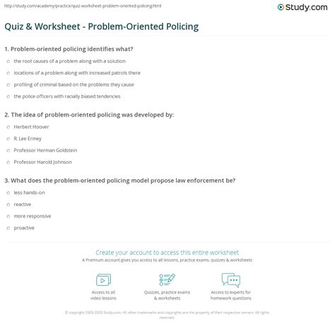 Quiz & Worksheet - Problem-Oriented Policing | Study.com