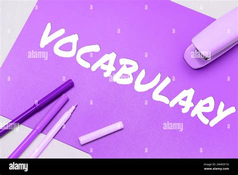 Signo de escritura a mano Vocabulario Colección de palabras y frases