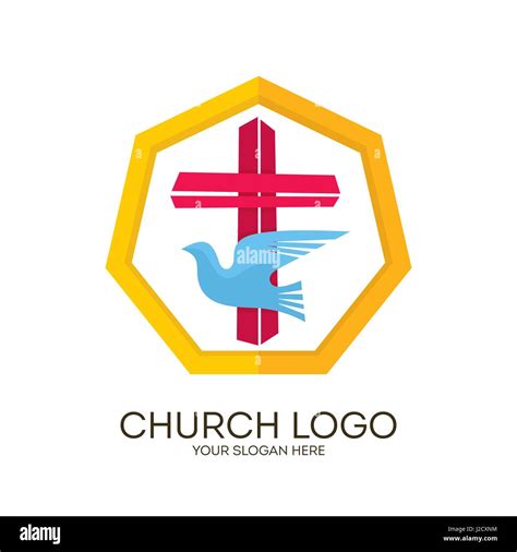 Church Logo Christian Symbols Jesus Cross And Dove The Holy Spirit Stock Vector Image And Art