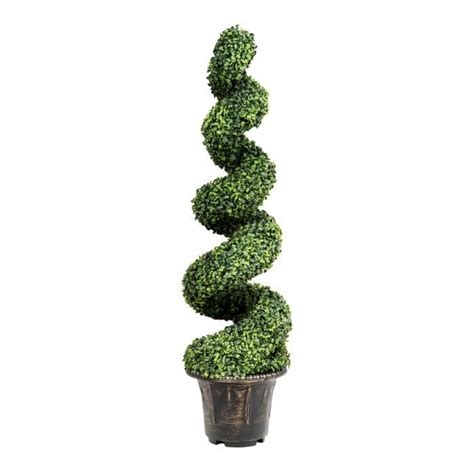 COSTWAY Buis Artificiel En Spirale 118 5cm Plante Artificielle Avec