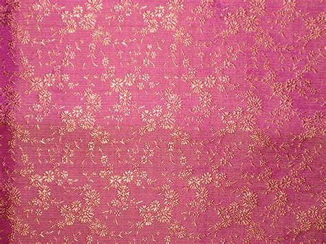 Pure Silk Brocade Fabric Pink And Gold Colour