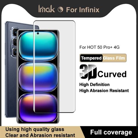 Imak Infinix HOT 50 Pro Plus 4G ฟลมกระจก 3D โคงกระจกเทมเปอรปกปองหนาจอคลมทงหมดฟลม