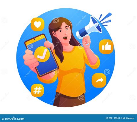 Social Media Marketing Concept With A Woman Holding A Smartphone And A