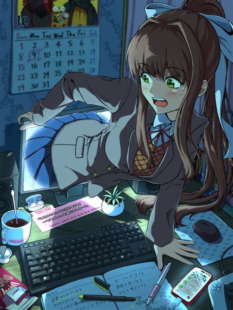 Monika Coming Out Of A Monitor 9gag