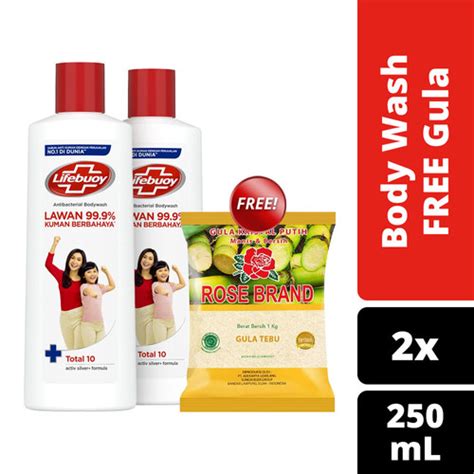 Promo Lifebuoy Total 10 Botol 250ml Isi 2 FREE Gula 1kg Unilever