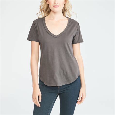 Organic Cotton V Neck Tee In Graphite Wantable