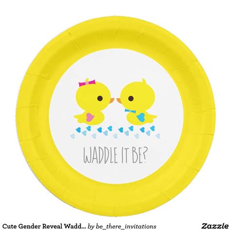 Cute Gender Reveal Waddle It Be Duckies Paper Plates Zazzle Gender