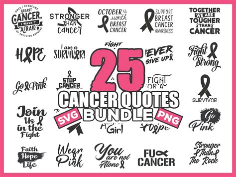 25 Cancer Quotes Svg Bundle Breast Cancer Svg Bundle Fight Etsy Canada