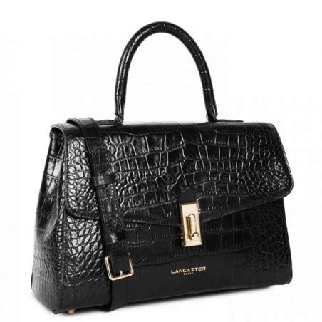 Lancaster Exotic Croco Handbag A Main Black