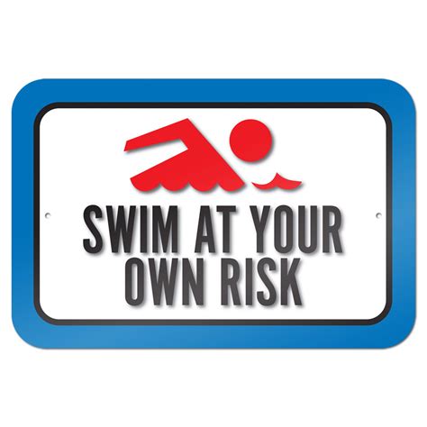 Swim At Your Own Risk 9 X 6 Metal Sign