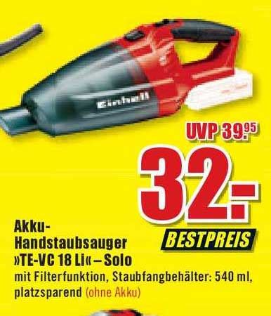 Einhell Akku Handstaubsauger Te Vc 18 Li Solo Angebot Bei B1 Discount