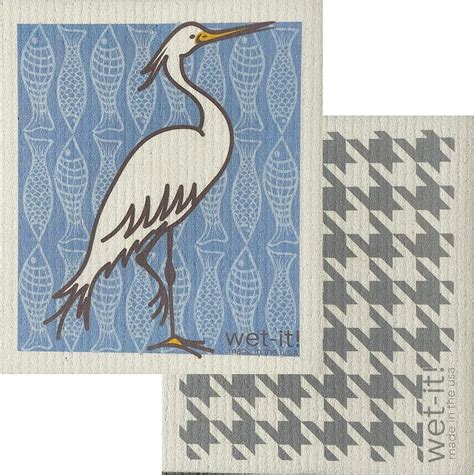 Amazon Wet It Swedish Dishcloth Set Heron And Gray Houndstooth