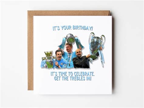 Manchester City Birthday Card Get The Trebles Folksy