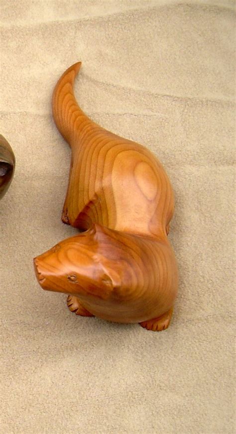 Carved Wooden Otter In Walnut Or Yew Etsy Uk