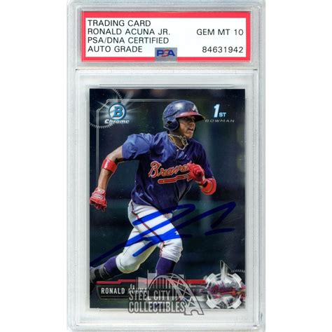 Ronald Acuna Jr 2017 Bowman Chrome 1st Auto BCP127 PSA DNA 10