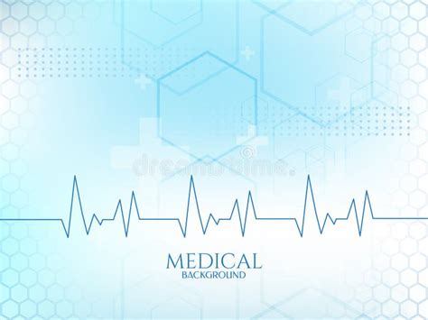 Medical Science Blue Color Background With Heartbeat Line Stock Vector