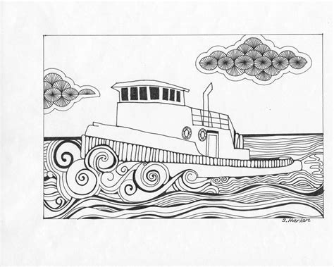 Tug Boat Coloring Page | Etsy