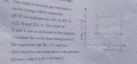 One Mole Of An Ideal Gas Undergoes A Cyclic Process ABCDA As Shown In