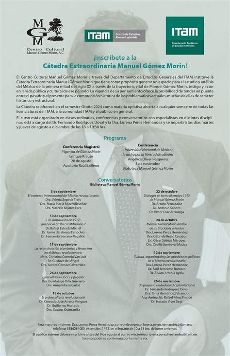 Cátedra Extraordinaria Manuel Gómez Morin Eventos Y Noticias