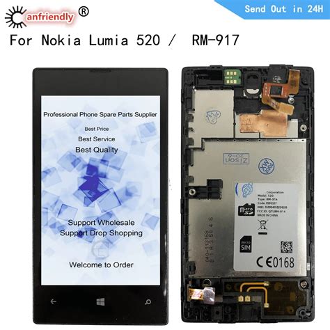 Ensemble écran tactile LCD avec châssis pour Nokia lumia 520 RM 914 RM