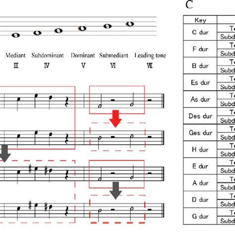 The nomenclature of the musical scale (A), examples of the four ...