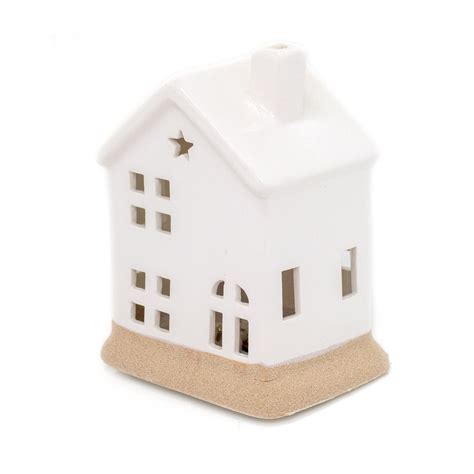 White Ceramic Led House Christmas Village Light Up House Festive Orn