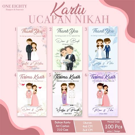 Jual Kartu Ucapan Souvenir Pernikahan Kartu Ucapan Terimakasih Thankyou