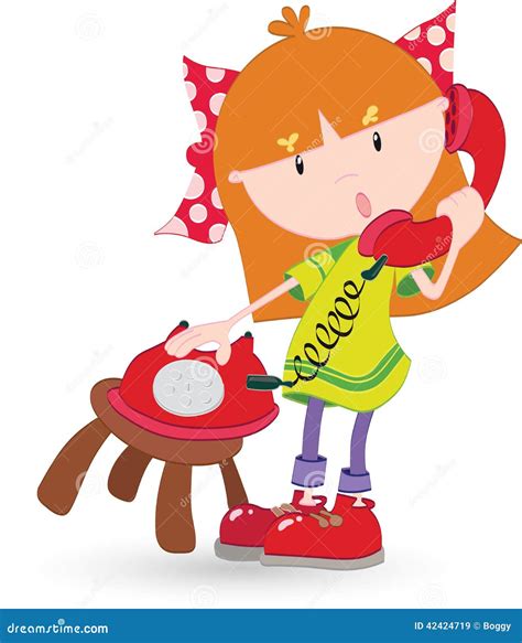 Menina Que Fala No Telefone Ilustra O Stock Ilustra O De Povos