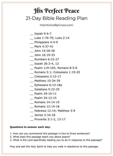His Perfect Peace May Topical Bible Reading Plan Intentional By