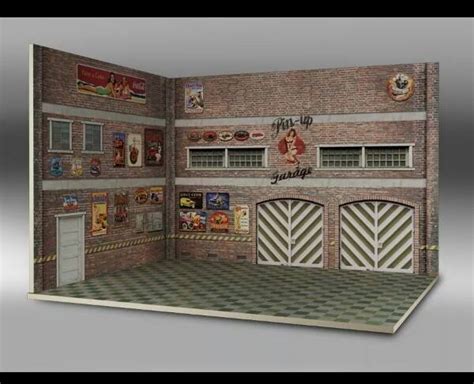 Hot Wheels Printable Garage Diorama Template Houses Garages Workshops Scale Diorama