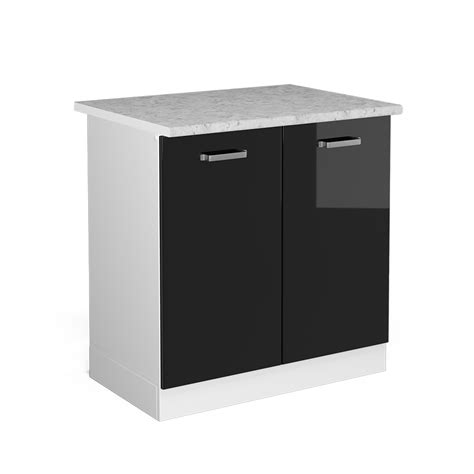 Vicco Meuble Bas Sous Vier R Line Noir Haute Brillance Blanc Cm