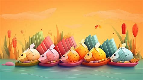 Dragon Boat Festival Cartoon Zongzi Cultural Food Background Culture