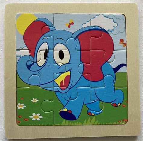 Houten Puzzel 9 Delig Montessori Panda Giraffe Olifant Bol