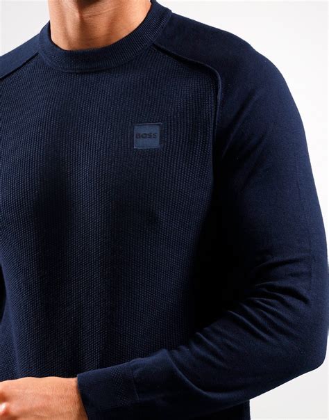 Boss Kesom Crew Knit Dark Blue Terraces Menswear