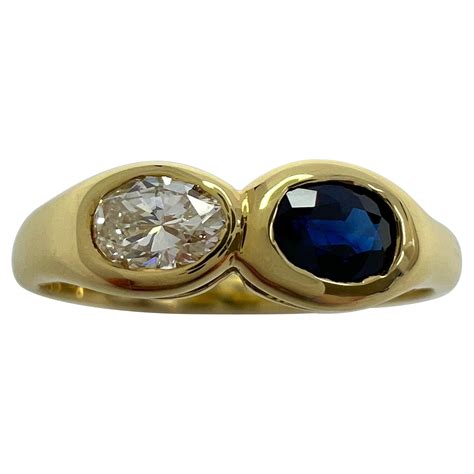 Vintage Tiffany and Co. Oval Cut Blue Sapphire and Diamond 18k Yellow ...