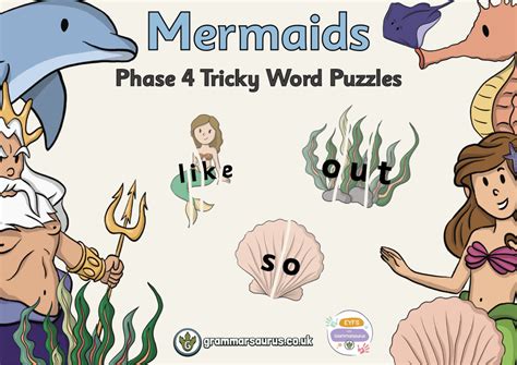 Eyfs Mermaids Phase 4 Tricky Words Puzzles Grammarsaurus