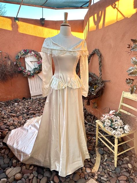 S Ivory Liquid Satin Wedding Gown With Train Size Gem