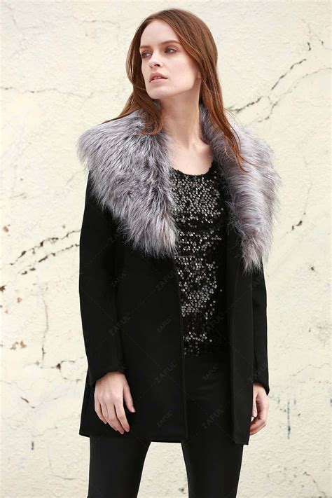 [36 Off] 2021 Boohoo Shawl Faux Fur Collar Coat In Black Zaful