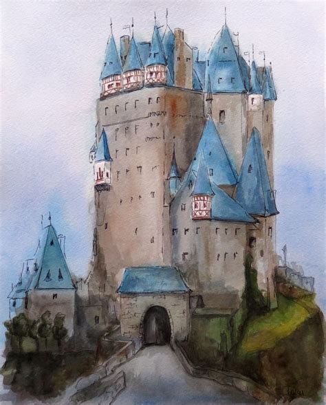 Acuarela Castillo Burg Eltz Castle Sold Out Aquarell Architektur