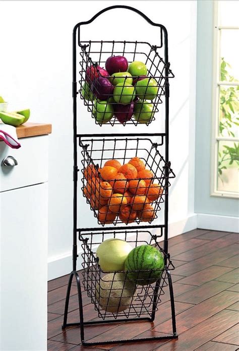 Wire Storage Basket Bins Shelving Tier Rack Organizer Fruit Stand