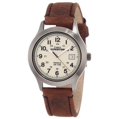 Timex Mens Expedition Metal Field Watch Brown Leather Strap