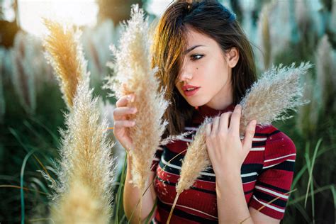 Women Outdoors Delaia Gonzalez Face Portrait Depth Of Field Women