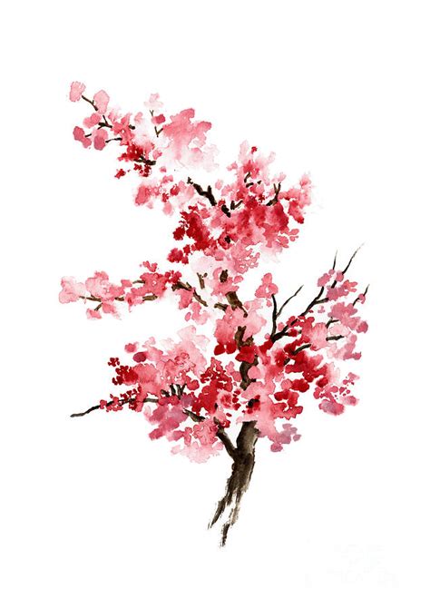 Red Cherry Blossom Painting