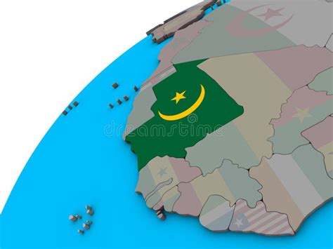 Mauritania Con La Bandera En El Globo D Stock De Ilustraci N