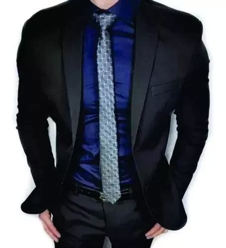 Terno Oxford Slim Preto Clássico Confortável Look Executivo