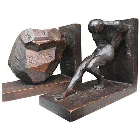 Striking And Hand Carved Art Deco Athletic Nude Male And Rock Sculpture