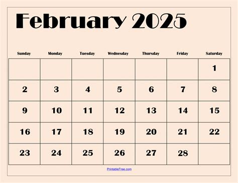 February 2025 Calendar Printable PDF Template with Holidays