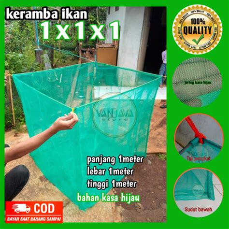 Jual Keramba Ikan Jaring Kotak Ikan Kecil 1x1x1 Karamba Ikan Siap Pakai