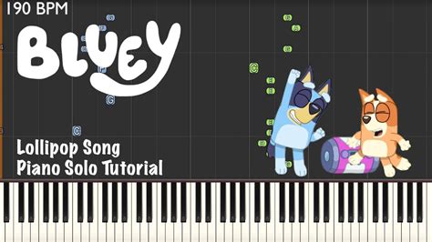 Bluey Lollipop Song Piano Solo Tutorial Youtube