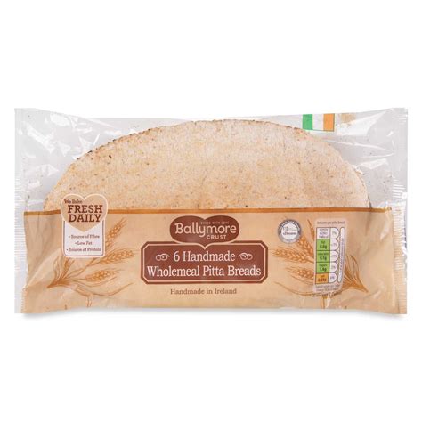 Handmade Wholemeal Pitta Breads 380g 6 Pack Ballymore Crust ALDI IE